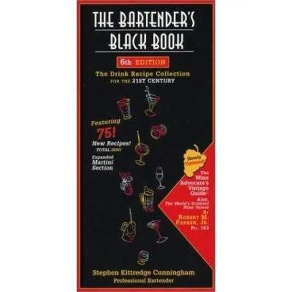 Used The Bartender's Black Book 6th Edition by Stephen Kittredge Cunningham - Paperback, Bartending Guide with Beverages, Cocktails, Food Pairing & Mixing Instructions, Home Bar