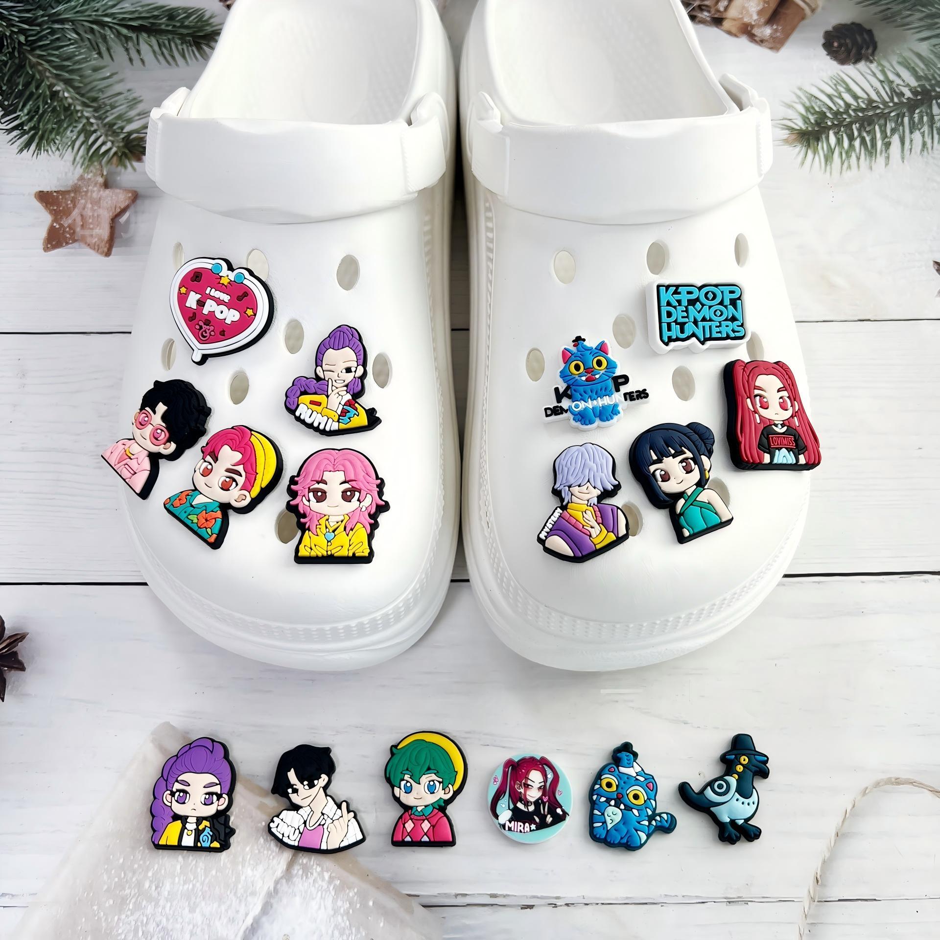 Trendy "Demon Hunter" Series PVC Shoe Charms — 23-Piece Set of Cartoon Soft Rubber Shoe Accessories; Cute Shoe Buckles Suitable for Various Occasions Trendy "Demon Hunter" Series PVC Shoe Charms — 23-Piece Set of Cartoon Soft Rubber Shoe Accessories; Cute Shoe Buckles Suitable for Various Occasions