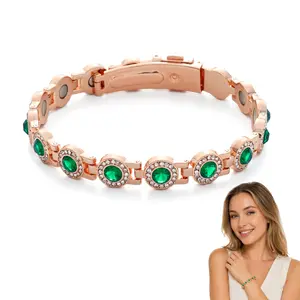 4X Strength Magnetic Copper Bracelet - Updated 3800 Gauss Magnets, Adjustable Length with Secure Clasp, Premium Multi-Facet Crystal Inlays - Jewelry, Accessories for Women, Gifts for Her