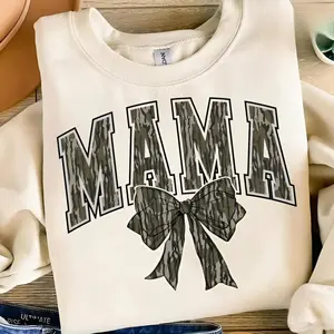 Camouflage Mama Sweatshirt - Camo Mama Sweatshirt, Hunting Mama Sweater, Duck Hunting Sweater, Mother's Day Gift, Camo Coquette Sweatshirt, Casual Cotton Outfit for Women and Men