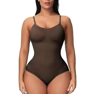 Women's V-Neck Spaghetti Strap Compression Shapewear Bodysuit - Slimming, Smooth-Fit Tummy Control Underwear with Convenient Access Design (Super Sale)