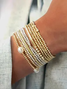 Boho Style Mixed Color Beaded, Fashionable Jewelry for Women & Girls, Trendy All-match & Exquisite Jewelry for Birthday Gift, Trendy Stack Bangle