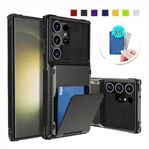 Wallet 5-Card Slot Credit Case for Samsung Galaxy A16 A06 Note 10 Plus 20 Ultra A55 A15 A25 A35 A14 A54 S20 FE 5G Flip Shockproof Card Holder Cover