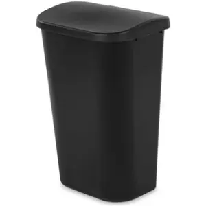 Sterilite D-Shaped 11.3gal Modern Textured Plastic Lift-Top Home Trash Can - Hand-Operated, Hidden Hinge, Black, 6-Pack, Household Waste Bin for Wall, Garage Use (Baby & Maternity, Baby Furniture Decoration)