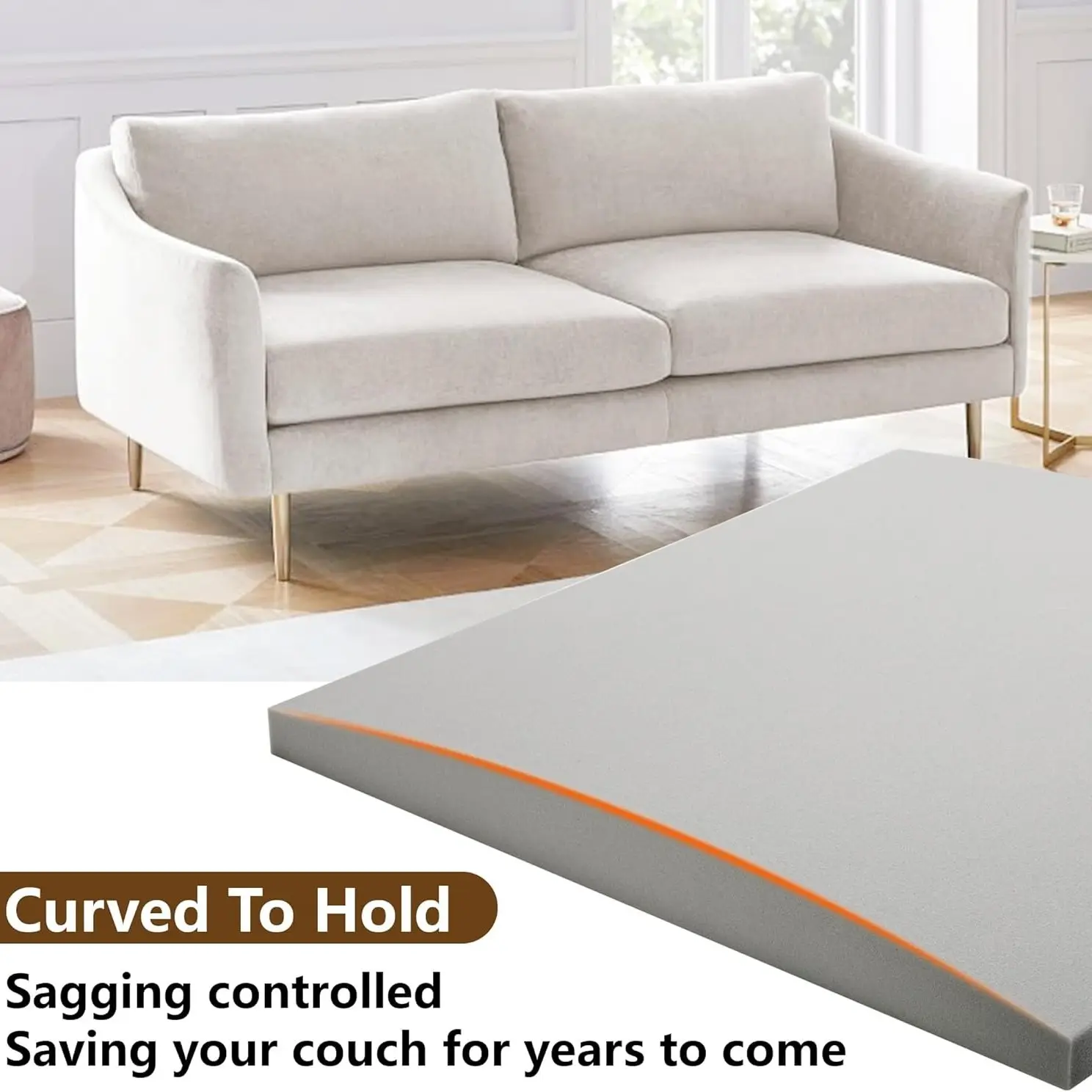 High-Density Arc-Shaped Foam Sofa Cushion, Fixes Sagging Sofas, Quick Installation, All-Season Use, Enhances Comfort, Soft Cushion