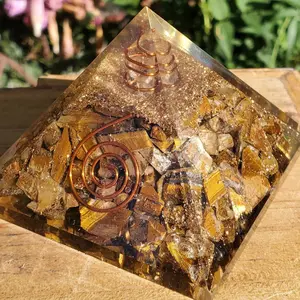 Large Orgonite Pyramids, Toxic Energy Cleanser, EMF Protectors, Toxic Energy Filter, Tigers Eye Orgone