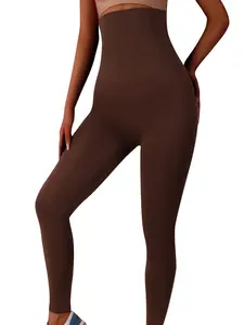 High Waist Yoga Pants Legging for Women, Stretchy Seamless Tight Fit, Peach Butt Lifting Sportswear, Nine-Inch Long Gym Bottoms