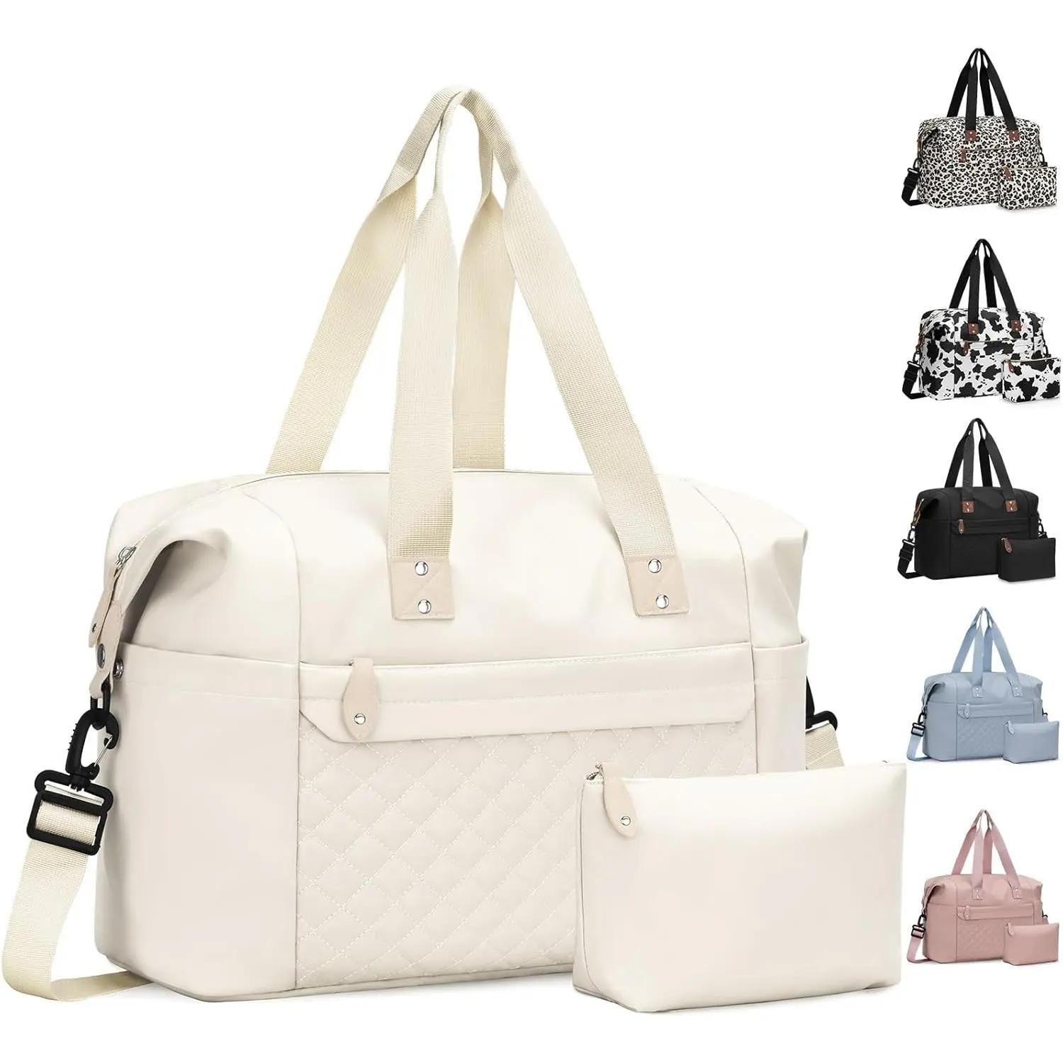 Travel Duffle Bag, Waterproof Weekender Overnight Hospital Bags for Women Men with Toiletry Bag Lightweight Carry on Personal Item Duffle Gym Bag for Travel, Airplanes, Sports