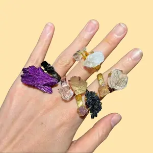 Unique Handmade Raw Natural Crystal Ring – Adjustable Gemstone Ring – Boho Statement Jewelry