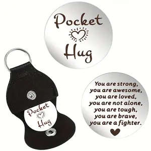 Stainless Steel Double-Sided Token, Portable Size Motivational Pocket Hug Charm, Inspiring Gift for Cancer Patients & Friends, Heartfelt Message of Support, Inspirational