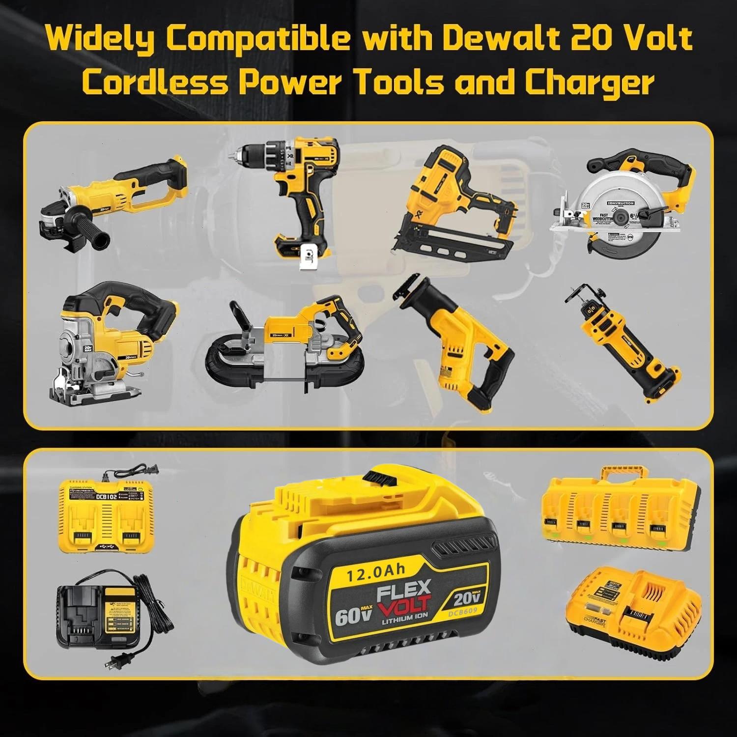 2Pack For DeWalt 20V 20 Volt Max 12.0AH Lithium Battery DCB690 and Dual Charger