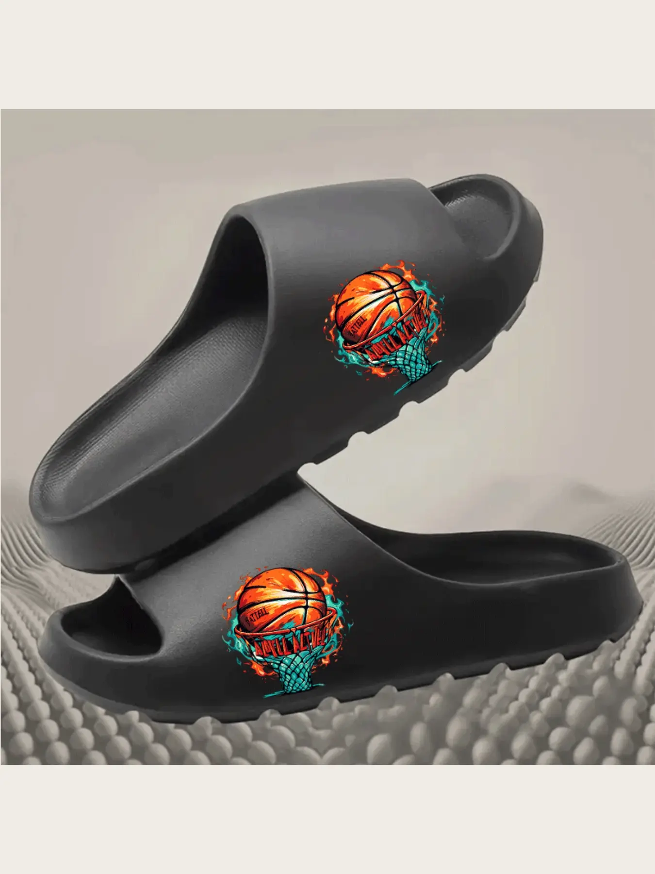 Basketball Battle Slippers with Flame Design Indoor Outdoor Sports Shoes Non-Slip Sole Comfortable Athletic Footwear for Men Women Teens Basketball Enthusiasts Casual Daily Wear