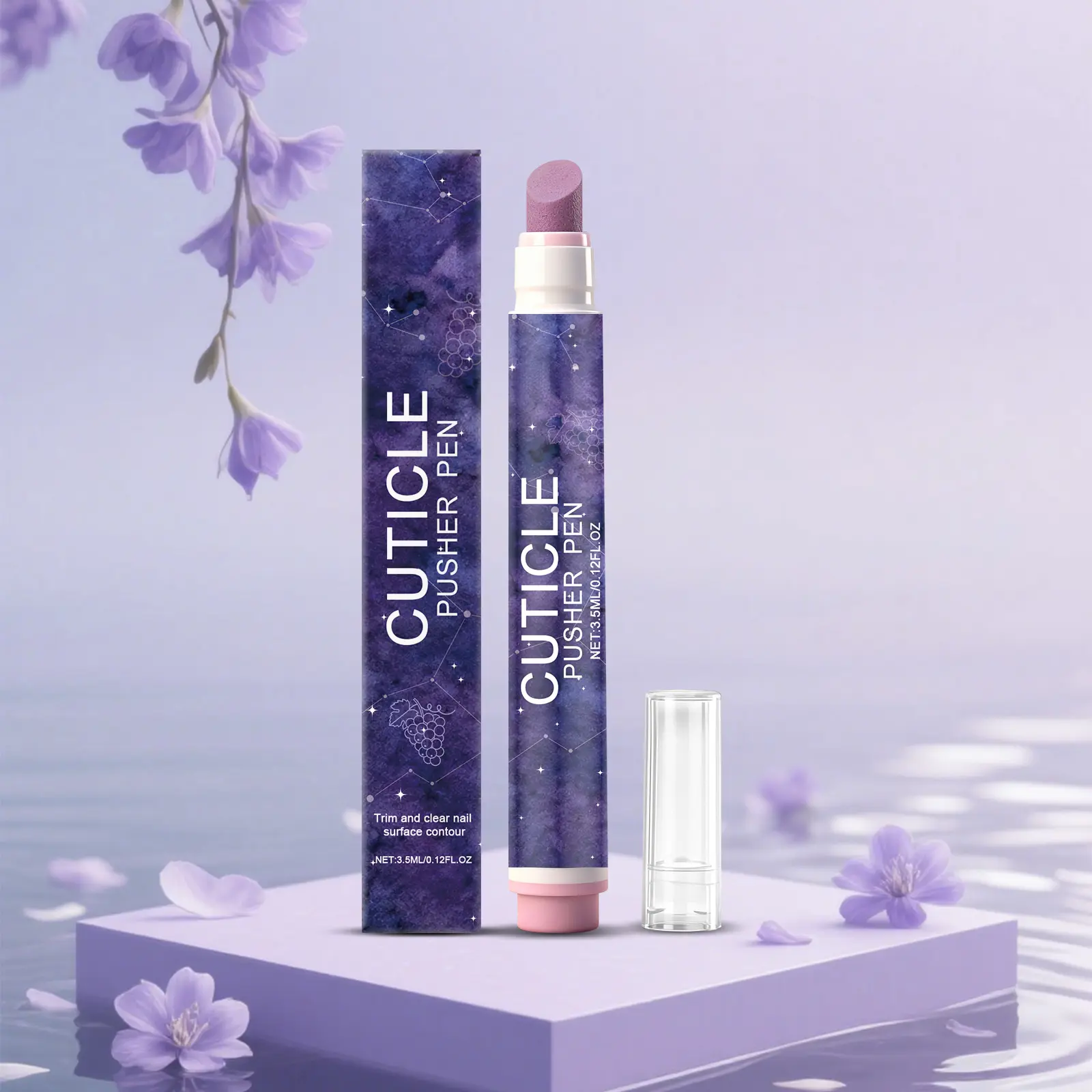 Cuticle Oil Pen for Dry Cuticles, Nail Care Pen with Jojoba Oil, Grapeseed Oil & Vitamin E, Cuticle Pusher for Daily Manicure & Pedicure Care