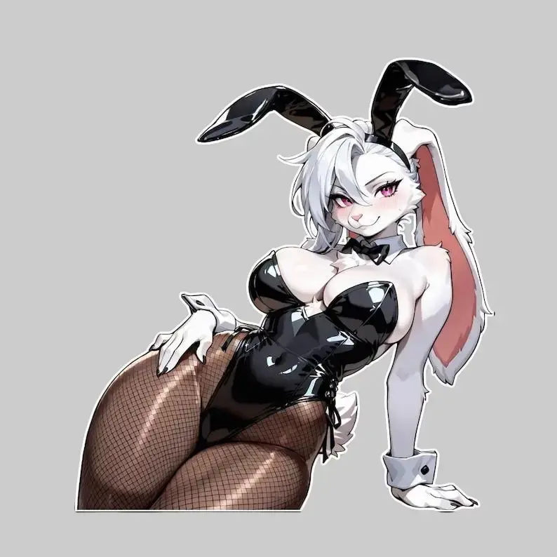 Anime Bunny Girl Sticker | Furry Vinyl Decal Vinyl Sticker, Furry Anime Girl Anthro Animal Vinyl Sticker, Wolf Anthro Furry, Anime Animal Cute Girl Decal, Kawaii Vinyl Sticker for Waterproof Sticker for Water Bottle, Laptop, Fan Gift