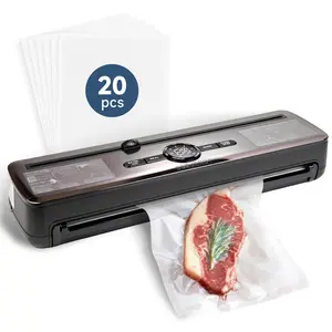 QGWJEKUI Vacuum Sealer Machine for Food, 85kPa Suction, No-Lid Design, Magnetic Drip Tray, 25 Continuous Dry Seals, 12.6 Inch Sealing Strip, One-Touch Operation for Freezer Meal Preparation and Sous Vide Use
