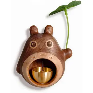 Wooden Door Chime with Soothing Chime - Walnut & Brass Animal Design, Magnetic Adhesive Doorbell for Home, Office, Bedroom, Shop, Pet Door, Gift Ideas