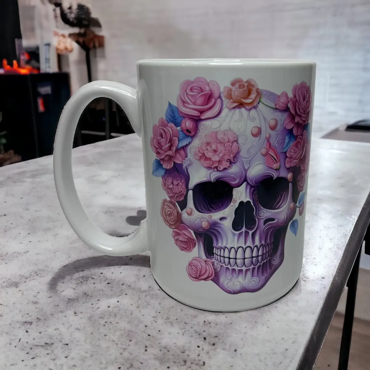 Sugar Skull Rose Halloween Coffee Mug