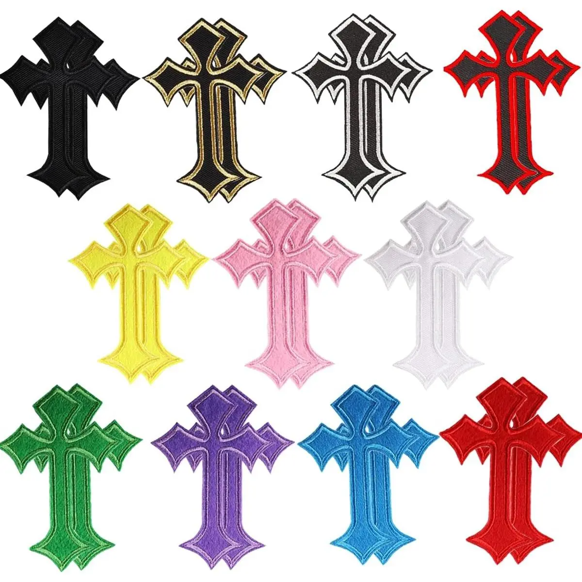 22 count Cross Patch Cross Embroidered Applique Decorative Iron on Clothing Embroidered Patches Cross Medieval Gothic Sew On/Iron On Patches Appliques for Clothes Dress Hat Jeans Repair DIY Accessories
