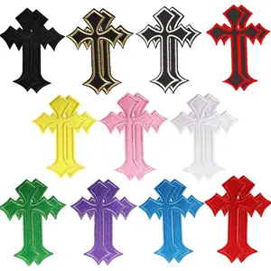 22 count Cross Patch Cross Embroidered Applique Decorative Iron on Clothing Embroidered Patches Cross Medieval Gothic Sew On/Iron On Patches Appliques for Clothes Dress Hat Jeans Repair DIY Accessories