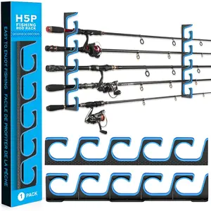 Fishing Rod/Pole Holders for Garage, Wall or Ceiling Mounted Fishing Rod Holder with Soft Protective Pad, Fishing Rod Storage Organizer Holds up to 5/10/20 Rod or Combos or Nets : Sports & Outdoors