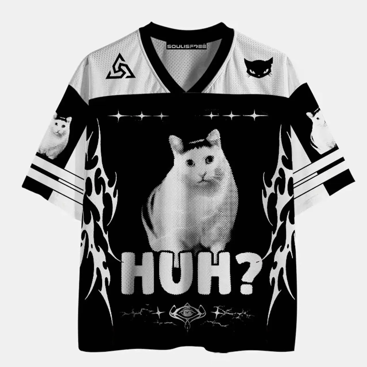 Soulisfree Huh Cat Meme Mesh Jersey ZL9 R2T