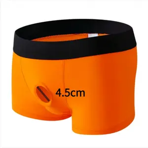 1Pcs/2Pcs Men's Cotton Mid-Rise Boxer Briefs – Breathable Design, Front Fly, with 4.5cm Silicone Grip Ring, for Daily Wea Menswear Lingerie