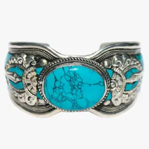 Adjustable Mosaic Notched Shaped Cuff Bracelet