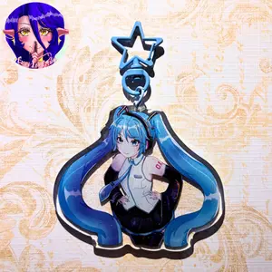 Vocaloid Miku Glitter Epoxy Keychain