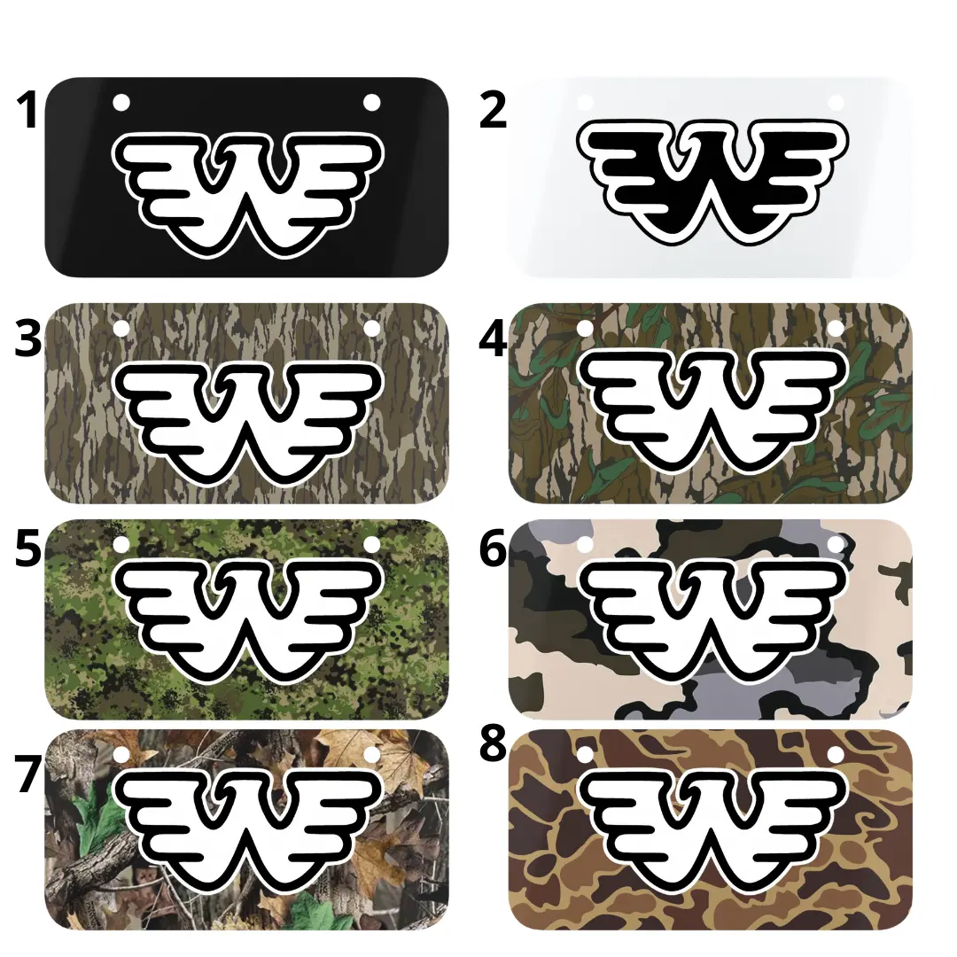 Waylon Jennings Mini License Plate Collection – Black, White, Mossy Oak, Bottomland, Realtree, Duck Camo Aluminum Front License Plates for Car, Truck, ATV & Motorcycle