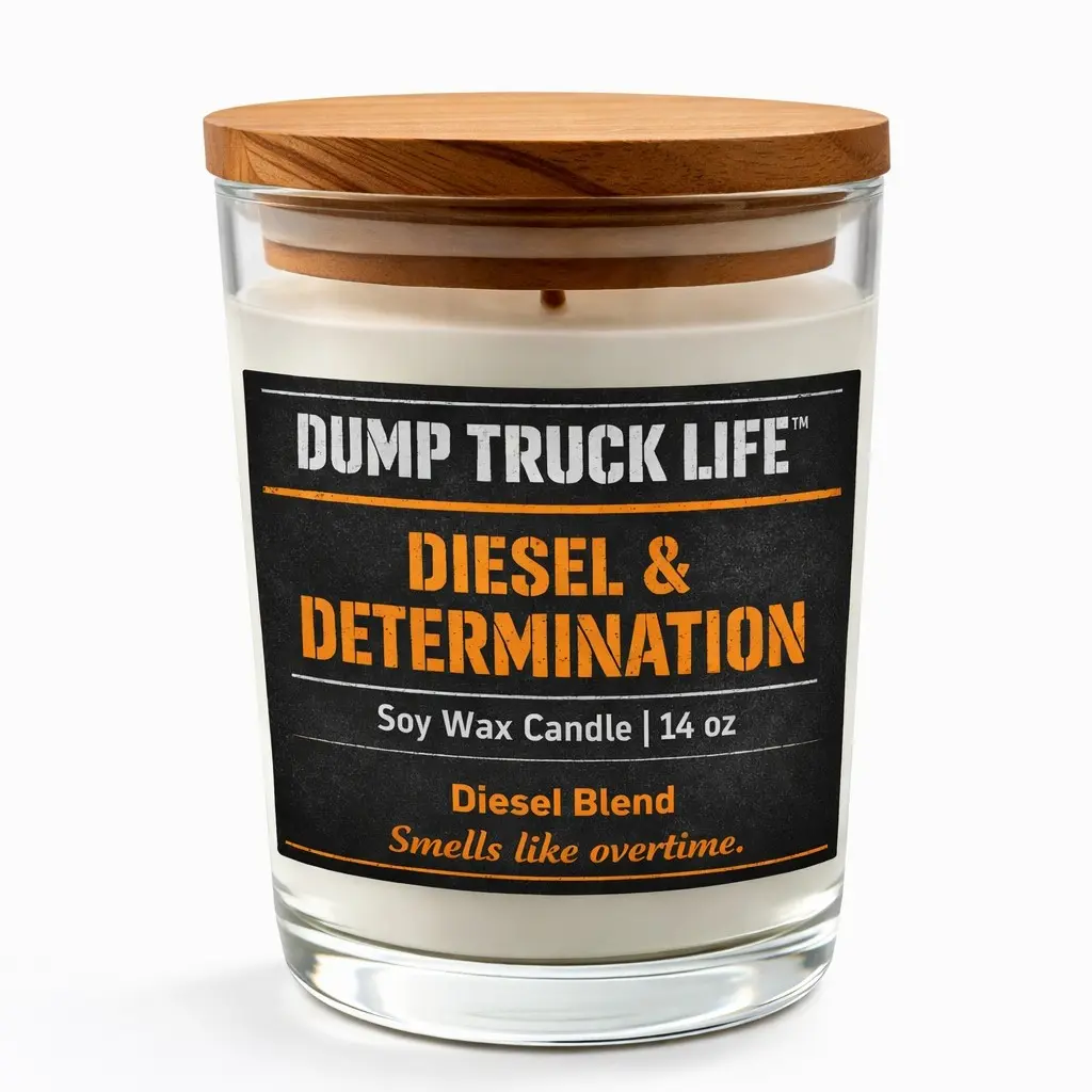 Dump Truck Life  Diesel & Determination Soy Wax Candle, 14 oz Clean Burning