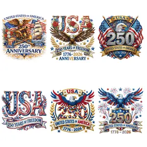 6 PCS/Set  250th Anniversary of American Patriotism Collage 22cm/8.66inch Pattern DIY Iron On Patch, Washable Heat Transfer Sticker For Clothes Throw Pillow