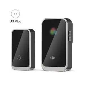 Smart Wireless Doorbell, Rechargeable Plug and Play Doorbell with LED Flashing Light, Wireless Call Bell for Home, Office, Apartment, Hotel