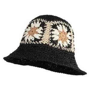 Women's Flower Block 3" Crochet Brim Bucket Hat