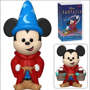 Funko Fantasia Sorcerer Mickey Mouse Rewind Vinyl Figure Collectible Disney Character with Blue Hat and Red Cloak for Collectors