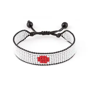 Japan Flag Bracelet: Handmade Bracelet, Adjustable Boho-Style with Patriotic Design