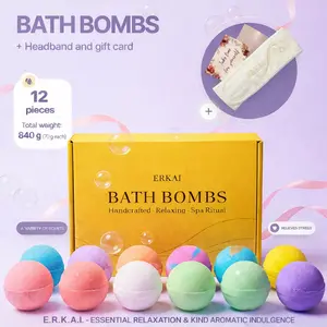 ERKAI Bath Bombs 12 Pack Gift Set-Handmade Natural Spa Bath Bombs for Women, Men and Kids Perfect Holiday Gift