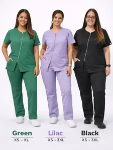 IFE Uniforms Women’s Zipper Scrub Set – Green | Straight Leg Pants | Comfortable Stretch Medical Uniform