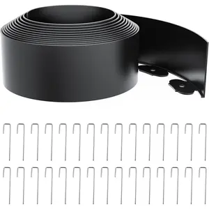 Landscape Edging 4 Inch Tall 20FT with 30 count Metal Spikes, Plastic Garden Edging Border Landscape Edging Border Lawn Edging for Landscaping, Flower Bed, Yard