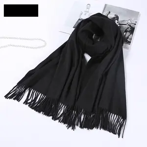 Autumn and winter clothing fashion thick shawl spinning pure wool scarf ladies solid color scarf