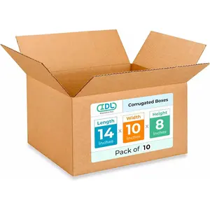 Medium Moving & Shipping Boxes 14x10x8 inches (10-Pack) - Extra Strength 200 lb vs Regular - Corrugated Packaging Boxes for USPS/UPS/FEDEX - Box for Shipping - Heavy Duty Box by IDL Packaging