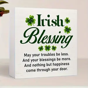 1pc Happy St. Patrick’s Day Irish Blessing PVC Decoration St. Patrick’s Day Desktop Decor Novelty Desk Decor Cafe Decor Bar Home Decor Bathroom Bedroom Table Decoration Party Decoration St. Patrick’s Day Gifts
