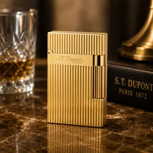 [Classical] DPT Vertical Engraved Gold Metal old fashined Lighter (NO FUEL) 138g porfect father's day gift