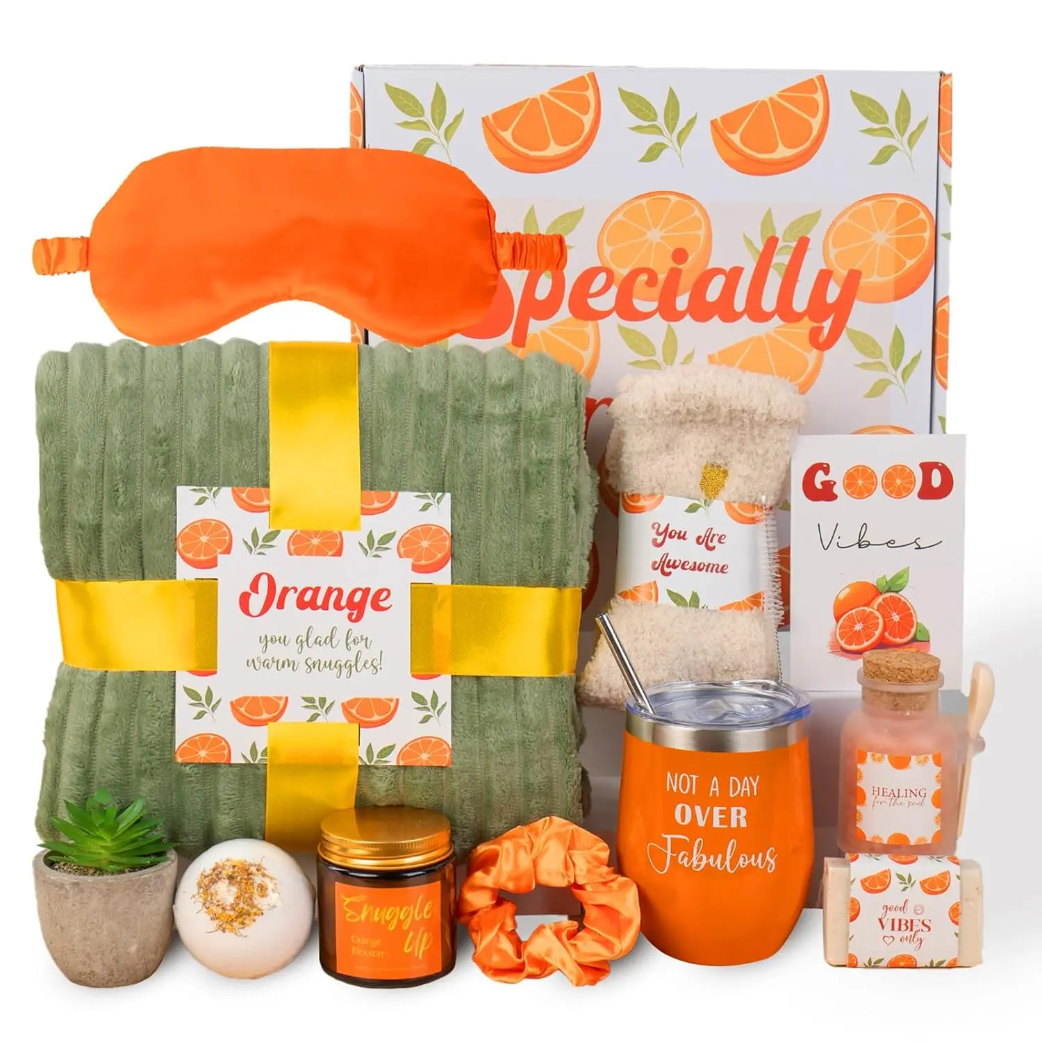Halloweem Fall Gift Baskets for Women, Care Package, Orange Fall Birthday Gifts | Self Care Gifts for Mom Sister Friends, Get Well Soon Basket After Surgery, Relaxation Spa Gift Baskets, Thinking of You