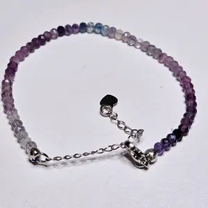 High-quality Faceted Fluorite Crystal Bead Bracelet 4mm Length is 6.5 - 8.5 Inches