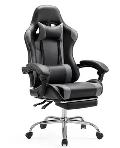 Ergonomic Gaming Chair With Headrest And Lumbar Pillow,Height Adjustable With 360°-Swivel Seat