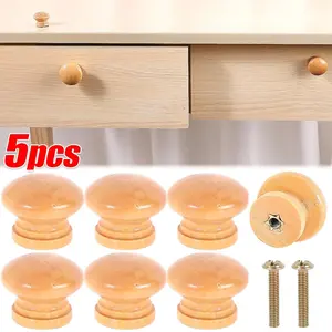 Wood Handles for Furniture Cabinet Pulls Kitchen Doors Wardrobe Drawer Kids Gold Adjustable Knobs Circle Handles with Screws