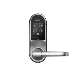 Lockly Guard Lever Latch Smart Lock PGD679LW - 679L Latch, 3D Biometric Fingerprint Reader, Touchscreen Keypad, Wi-Fi, Bluetooth Control, App Compatibility, RFID, Batteries, Customizable Logs, for 1 3/8" to 2" Thick Doors, Property Management Use