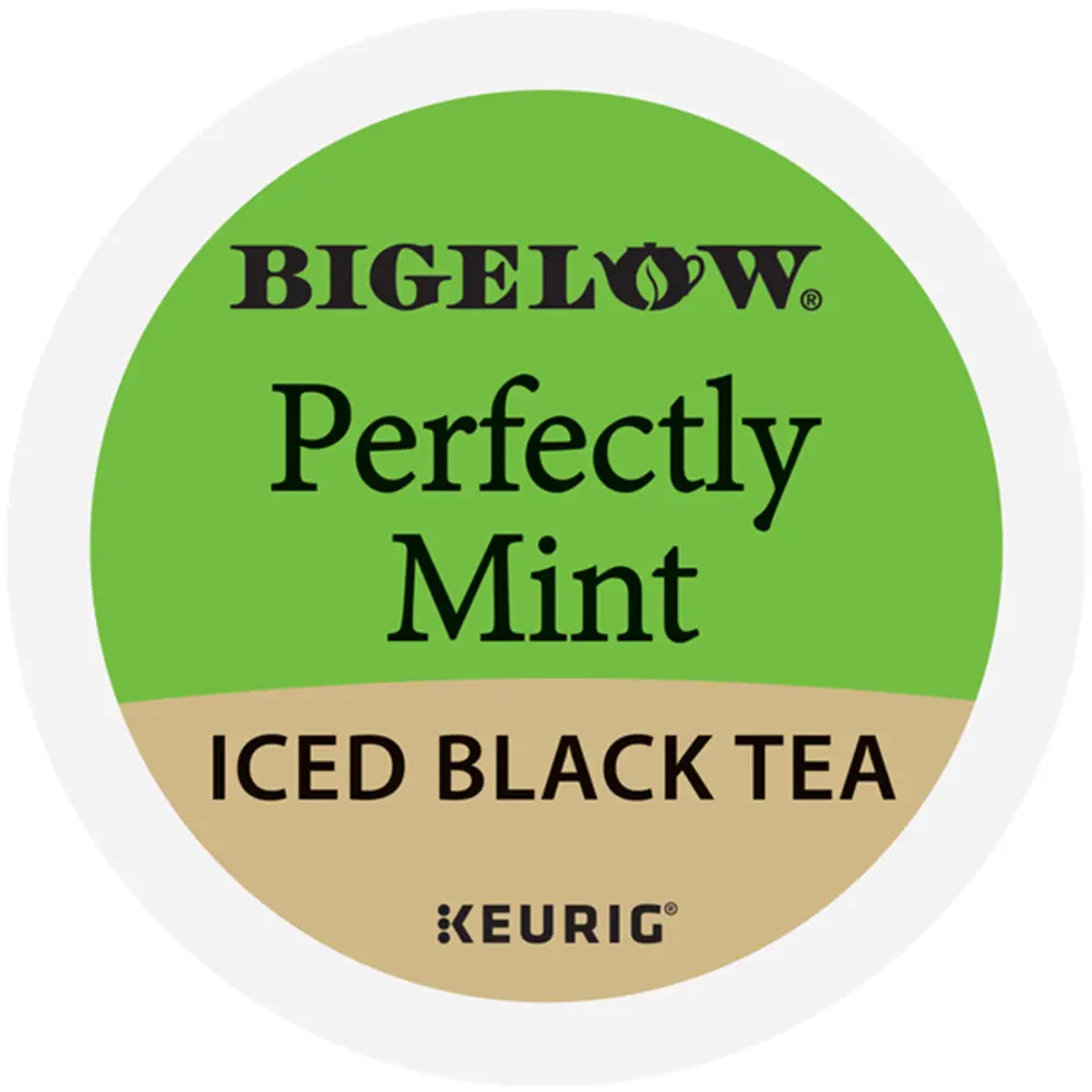 Bigelow Perfectly Mint Iced Black Tea - Keurig K-Cup Pods - Black Tea - Spearmint Flavors - Single Serve Tea Drinks - High Box Count