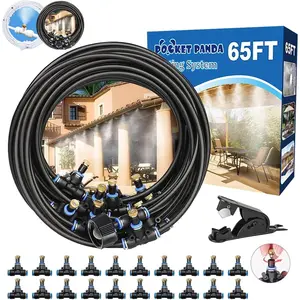 Outdoor 65Ft(20M) Misting System Water Misters for Patio Cooling, Suitable for Backyard Garden Greenhouse Umbrella Deck Canopy Pool Porch Gazebo Trampoline BBQ