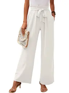 Women's High-Waisted Wide-Leg Pants, Loose-Fitting Comfortable Long Commuter Trousers, Versatile Daily Wear Office, Womenswear, Business Casual Trousers